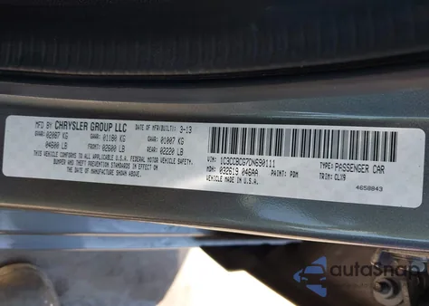 2013 Chrysler 200 Limited z USA, uszkodzony, nr VIN 1C3CCBCG7DN690111